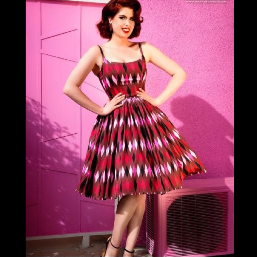Pinup Couture Jenny Dress in Chocolate Harlequin PUG UNICORN!